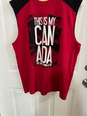 Red 'This Is My Canada' Graphic Muscle Tee, show your pride!